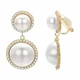 Vissen Ohrclips Perle Damen Silber 925 Ohrringe Hängend Strass Vergoldet Weiß Perle Ohrringe Modeschmuck