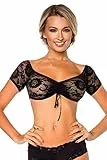 AT Trachtenbluse Dirndlbluse Kurze-Bluse aus Spitze Corsagen-Bluse Dirndl Bluse in schwarz von DIRNDLINE Dessous (XS (34))