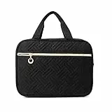 LOVEVOOK Kulturtasche Damen Schwarz, Wasserdicht Kulturbeutel Kosmetiktasche zum Aufhängen, Faltbare Waschtasche mit 360° Drehbare Haken, Beauty Case für Reise