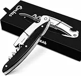 CORKAS Kellnermesser - Profi Korkenzieher multifunktionaler Weinöffner, Folienschneider und Flaschenöffner für Sommeliers, Kellner und Barkeeper (Ebenholz)