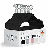 Blumtal 50 Stück Kleiderbügel aus Samt – Samt-Kleiderbügel, rutschfest, um 360° drehbar, platzsparend, hochwertig mit Krawattenklammer – Schwarz