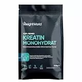 Creatin Monohydrat Pulver - 300g veganes mikronisiertes Kreatin Pulver - 100 Portionen - Glutenfrei - 100 Tage Vorrat - 3 g (ein Messlöffel) mit 200ml Wasser - WeightWorld