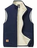 AIEOE Herren Weste mit Teddyfell Gefüttert Winter Warme Weste Fleeceweste Softshellweste - XL