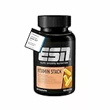 ESN Vitamin Stack, Multivitamin Kapseln, 120 Stück - 4 Monate Vorrat, hochdosiert, 13 wertvolle Vitamine in einer Kapsel, nur 1 Kapsel täglich, made in Germany