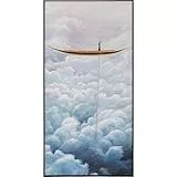 Kare Design Bild mit Rahmen Cloud Boat Blau, Leinwand, Wanddekoration, Massivholz Rahmen, Baumwollleinwand, Canva, Acrylfarbe, Abstrakt, Modern, Wohnzimmer, Schlafzimmer, 120x60x3,5cm