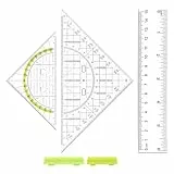 APOMOONS 2PCS Geodreieck Mit Griff Geodreieck Set, 1PCS Lineal 15cm Transparentes Geometrie Set mit, Rutschfest & leicht Ideal für Schule, Schüler, Mathematikunterricht und Zeichnen