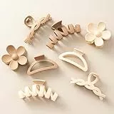 HBselect 8 Stk. Haarklammer Haarspangen Hairclips Blume Kralle Clips für dickes Haar, rutschfeste Haarzubehör mit Multi-Styles, neutrale Farben Haarklaue Clips und Variety Pack, ideal für Mädchen
