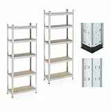 Relaxdays Schwerlastregal, 2er Set, 5 Ebenen, HBT 180x70x30 cm, bis 500 kg, Stahl, Lagerregal, Keller & Garage, Silber