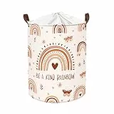 Clastyle Regenbogen Kinder Wäschekorb mit Henkel Faltbar Kleidung Spielzeug Aufbewahrungskorb Mädchen Aufbewahrungsbox für Babyzimmer Bad, Schmetterling, 36 * 45 cm