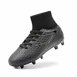 DREAM PAIRS Fußballschuhe Kinder Jungen Fußballschuhe Mädchen Atmungsaktive Fussball Schuhe Unisex Trainingsschuhe Sportschueh für Outdoor Alles SCHWARZ HZ19002K-E Größe 39 (EUR)