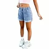 XINYUNZU Jeans Shorts Mädchen Sommer Jeanshose Kurz Leichte Sommerhose mit Gummizug Mode Kurze Hose mit Taschen Freizeitshorts Outdoor Casual Kurze Hosen für Kinder und Teenager Blau 7-8 Jahre