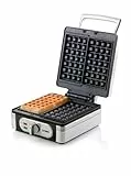 DOMO DO9047W/N Waffeleisen - Waffelautomat - Doppelwaffeleisen für Belgische Waffeln - Antihaftbeschichtung - 1400W – Edelstahl