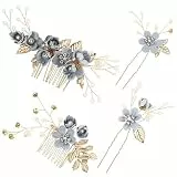 STOBOK Hochzeit Haarkamm Set 4 Stück Mit Strass Perlen Braut Haarschmuck Blumen Kopfbedeckung Für Braut Und Brautjungfer Festliche Anlässe