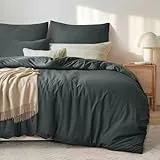 Tifschlaf Bettwäsche 220x240 3 teilig Anthrazit, Mikrofaser 1 Bettbezug 240x200 cm + 2 Kissenbezüge 80x80 cm, ÖKO-TEX Bettwäsche-Sets Grau mit Reißverschluss Weich und Bügelfrei Deckenbezug