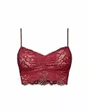 Snocks Spitzen BH - Damen Bustier Spitze, Ohne Bügel, Verstellbare Träger, Elastischer Bund - Angenehm Weiche Material, Sinnliches Design - Gr. L - Farbe Dunkelrot