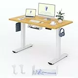 FlexiSpot Höhenverstellbarer Schreibtisch Basic–Mit Kabelmanagement, Haken und EINTEILIGER Tischplatte, Ergonomischer Homeoffice-Tisch, Bürotisch (120x60cm, Ahorn)
