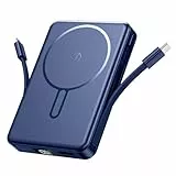 PDBEST Magsaf Power Bank 10000mAh，Wireless Magnetische Powerbank Schnelles Laden mit LED-Display Mini Powerbank mit Type-C/USB-A 22,5W-Schnellladung für Air iPhone 17/16/15/14/Pro Max Blue