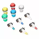 Vikye Arcade-Spiel-Druckknopf, 32 Mm LED-Arcade-Maschinen-Taste 5 Farben LED-Licht Selbstrückstellender DIY-Arcade-Maschinen-Tastenschalter für Gamepads