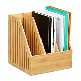 Relaxdays Stehsammler Bambus, 3 Fächer, DIN A4, Büro & Schreibtisch, Zeitschriftensammler, HBT: 30 x 28 x 26,5 cm, Natur, 1 Stück 10028839
