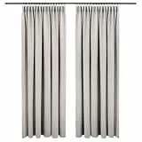 Blumtal Verdunklungsvorhänge Kräuselband 245x140 cm im 2er Set - Oeko-TEX zertifizierte Vorhänge Blickdicht - Verdunklungsvorhang - waschbare Vorhänge mit Kräuselband für Schiene in Grau
