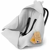 Musselin Einschlagdecke Babyschale Baby Decke 85x85 cm - Atmungsaktive Sommerdecke Blanket für Kinderwagen und Autositz für Neugeborenen und Kleinkinder Oeko-Tex Grau