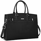 IGOLUMON Handtasche Damen Shopper Damen Groß Schwarz Laptop Tasche 15.6 Zoll PU Leder Umhängetasche Arbeitstasche Wasserdicht für Business Büro Arbeit Lehrertasche Schule