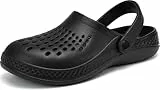 VOLHAL Clogs Herren Pantoletten Sommer Leicht Hausschuhe Atmungsaktiv Gartenschuhe rutschfest Weiche Strand Slippers Sandalen,(Schwarz,44/45 EU)