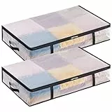 Lifewit 2 Stück Transparente Plastik Unterbett Aufbewahrungstasche, 60L Unterbettkommode Aufbewahrungsbox mit Decke Aufbewahrungstasche Kleidung mit Verstärktem Griff für Bettdecken, Kleidung, Decke