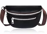Aucenix Bauchtasche Damen Crossbody Bags - Gürteltasche Handtasche für Mädchen, Mode Hüfttasche mit verstellbarem Riemen, Stylisch Crossbag mit Premium PU Leder (Schwarz)
