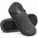 WateLves Damen Memory Foam Plüsch Hausschuhe Antirutsch Baumwolle Pantoffeln Mit Polar Fleece-Futter (Plüsch dunkelgrau 38/39)