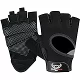 BEAST RAGE Gewichtheberhandschuhe für Männer und Frauen, Gym Handschuhe für Crossfit.Atmungsaktiv,rutschfest Silikon gepolsterte Handfläche Schutz Trainingshandschuhe für Gewichtheben (SCHWARZ, L)