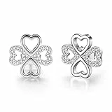 Viwind Ohrringe für Damen 925 Sterling Silber Glücksbringer Kleeblatt Ohrringe Kubischen Zirkonia Frauen Ohrstecker Schmuck Geschenk für Sie Geburtstags Valentinstag Muttertag