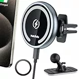 MAGJIEYX für MagSafe Autohalterung mit Ladefunktion, 15W Handyhalterung Auto Ladegerät 360° Drehung Kabelloses Kfz Halter mit Starker Magnet Schnelles Laden für iPhone 16 15 14 13 12 Serie Grau