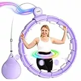 Cozylady Smart Hula Hoop Reifen Erwachsene mit Bunte LED-Lichteffekte, 121 cm Hula Hoop mit Gewicht Kugel, Stabiler & Leiser Hula Hoop Zum Abnehmen besonders geeignet-Lila