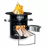grillart® Raketenofen Outdoor “Powertrain” – effizienter Holzofen als Campingkocher für Dutch Oven und Grillpfannen – besonders effizient bei geringer Rauchentwicklung (Schwarz ohne Tasche)