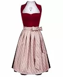 DIRNDLSTERN Damen Midi Rot - Elegantes Trachtenkleid Samt Plissee Schürze Perfekt für Oktoberfest 42