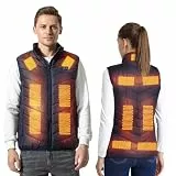 Armorget Beheizbare Weste, 3-Stufige Temperaturregelung mit 13 Heizzonen, USB-Aufladbare Heizweste, Waschbare Beheizbare Jacke für Outdoor-Camping und Wandern (Ausgenommen Batterien) 5XL Blau