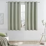 MRTREES Gardinen mit Ösen Salbeigrün Wohnzimmer Kurz Vorhänge Leinenoptik 2er Set, 160 cm Lang, 140 cm Breit, Vorhang Fenster Schlafzimmer Halbtransparent Landhausstil, Linen Curtains
