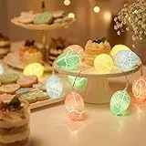 AebeChun Lichterkette Ostern, 2M 10 LED Osterlichterkette mit timer, Ostereier Lichterkette Batteriebetrieben, Osterdeko Outdoor für Tischdeko Osterkörbchen Oster Deko Party