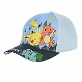 Pokemon Baseball Cap, Kappe Schirmmütze für Kinder Jungen Mädchen Cappy mit Klettverschluss verstellbar (DE/NL/SE/PL, Numerisch, 54, 'Hellblau)