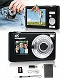 ARNSSIEN Digitalkamera mit Dual-Bildschirm, Autofokus 4K 48MP Vlogging Kamera Fotokamera mit 32GB Karte,Kompaktkamera, 16X Zoom, Anti-Shake, Geschenk für Kinder Teenager Anfänger,Y5
