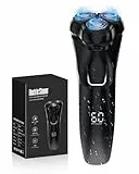 Rasierer Herren Elektrisch mit 4D-Schwebekopf, Kabellos Elektrorasierer Herren, Nass- und Trockenrasierer IPX7 wasserdicht, 90 Min Laufzeit & LED-Display, mit Pop-Up Trimmer, für Zuhause und Reisen