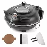 KLAIF Elektrischer Pizzaofen 420 °C, separat regelbare Ober- und Unterhitze, 31 cm Keramik-Pizzastein, inkl. 4-teiligem Pizzazubehör-Set, 1200 W, Modell LMC-Schwarz