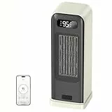 FLANUR Smarter Heizlüfter, 1500W Energieeffiziente Tragbare Keramik Heizlüfter, 12-Std-Timer, 70° Oszillierend, Überhitzungs-Kippschutz, Alexa & Google Assistant Elektroheizung, Beige, 1 Pack+4 Modi