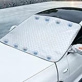 Windschutzscheibe Magnetische Schneedecke Verdicken Frost Eis Schnee Beschützer für Winter Vollschutzautoabdeckung mit Seitenspiegelabdeckung Reflektierende Streifen Autos Sonnenschutz (B, 110x145cm)