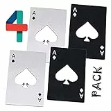 WZLEMOM 4 Stück Set Flaschenöffner, Pokerflaschenöffner, personalisierter lustiger Bierflaschenöffner, Edelstahl flach Casino Flaschenöffner, biergeschenke, Spaten Bieröffner, 2 Silber & 2 Schwarz