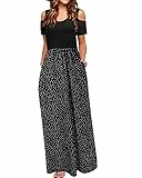 STYLEWORD Sommerkleid Damen Lang Maxikleid Sommer Elegant Freizeitkleid Kurzarm Kleider mit Taschen(Floral34,XL)