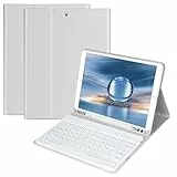 HOTLIFE Tastatur Hülle für IPad 9th Gen 2021/8th Gen 2020/7th Gen 2019/IPad Air 3 Gen 2019/IPad Pro 10.5 2017, Magnetisch Bluetooth Abnehmbare QWERTZ Deutscher Tastatur mit Schützhülle(Grau)