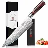 KEEMAKE Kochmesser 20 cm, Profi Küchenmesser scharf aus Hochkohlenstoffstahl, Allzweck Fleischmesser für Küche & Outdoor, Ergonomisches japanisches Messer für Profis & Haushalt, Vatertagsgeschenk