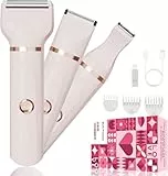 RAXMETRY Intimrasierer für Frauen, 3 In 1 Damenrasierer Elektrisch, Rasierer Damen, Wiederaufladbarer Trimmer Damen für Bikinizone Achseln Beine, Ipx7 Wasserdicht für nass und trocken, Rosa